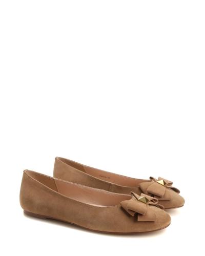 Suede ballet flats with a bow