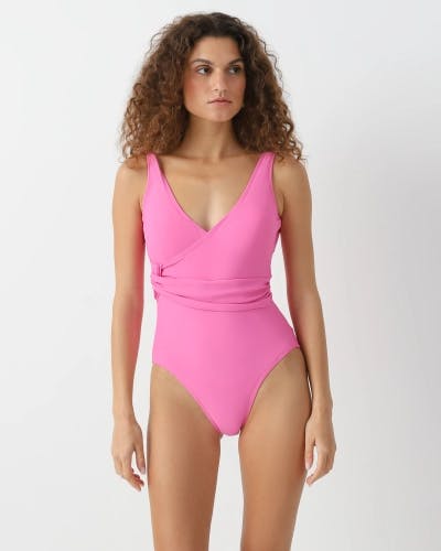 One-piece swimsuit with a belt