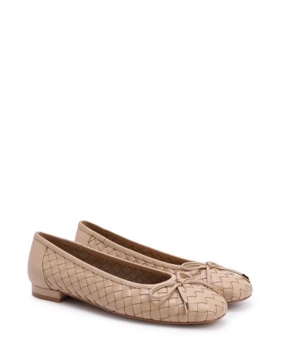 Leather woven ballet flats