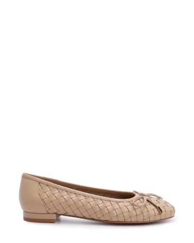 Leather woven ballet flats