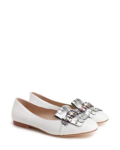 Crystals-embellished leather ballet flats