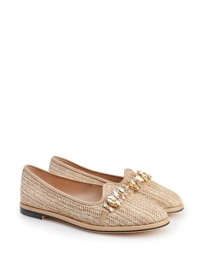 Woven ballet flats with a crystals