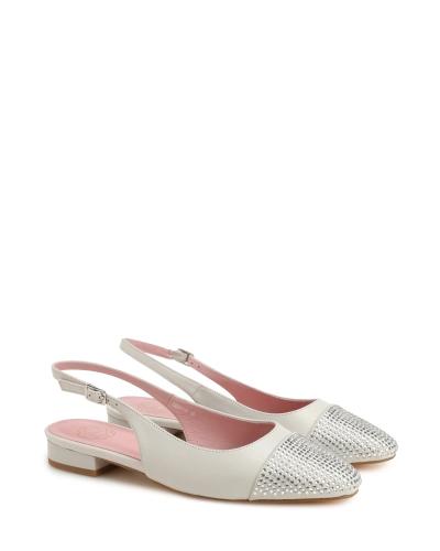 Ballet flats with rhinestone-embellished toe