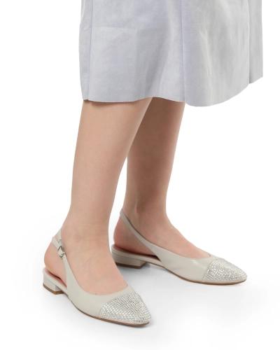 Ballet flats with rhinestone-embellished toe