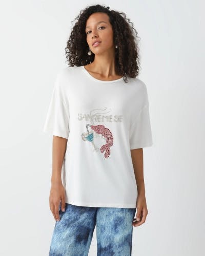 Crystal-embellished loose-fit t-shirt