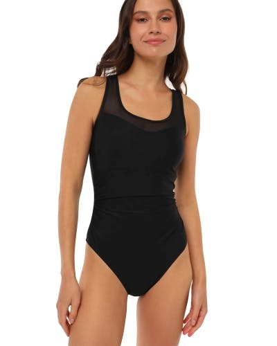 Classic swimsuit with mesh straps