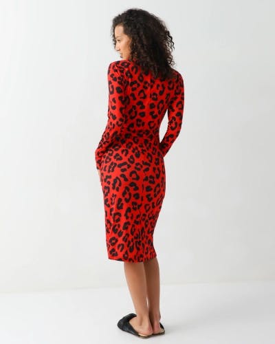 Leopard print slim-fit dress
