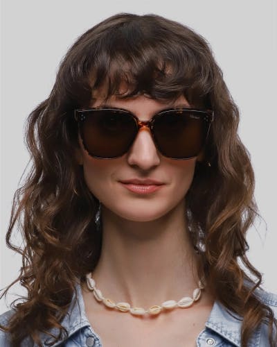 Polarized unisex D-frame tortoiseshell sunglasses