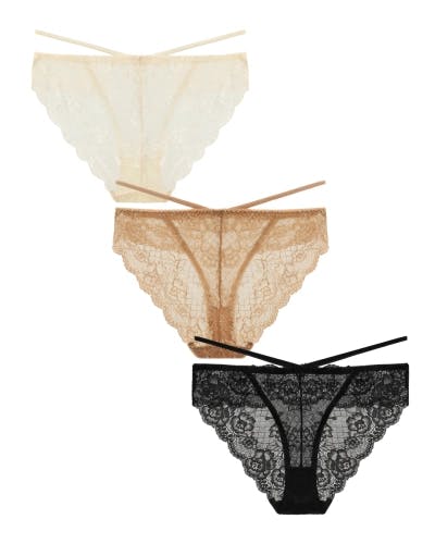 Women's strech lace bikini panties, 3-pack