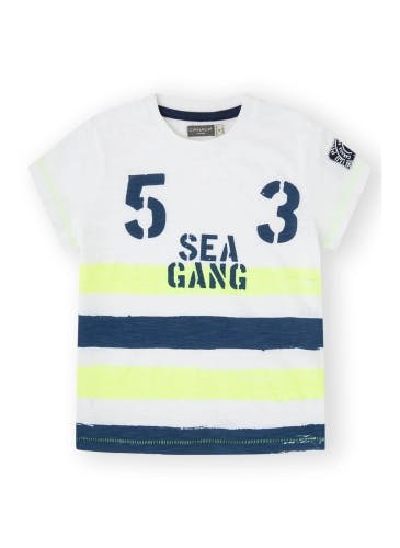 Sea Gang white striped cotton t-shirt for boys
