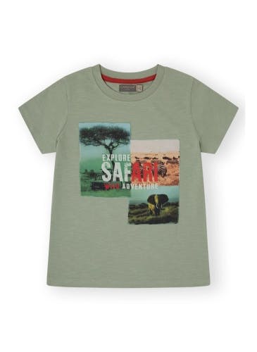 Wild safari green cotton t-shirt for boys