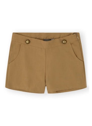 Brown cotton linen shorts for girls