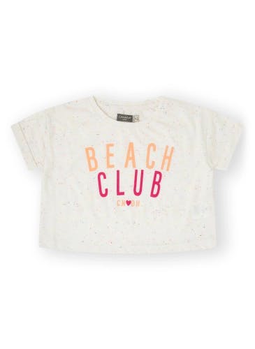 Beach Club print white cotton t-shirt for girls