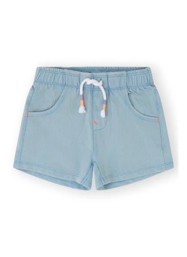 Light blue French terry denim-style shorts for girls
