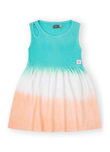 Orange glacier blue cotton dress for girls