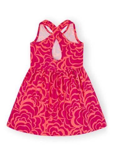 Printed cotton dress with cross-back straps