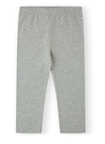 Light grey melange cotton leggings for girls