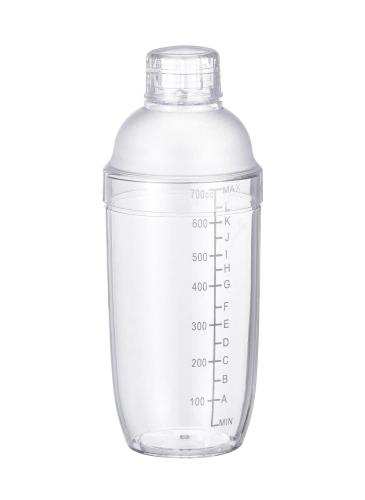 Transparent shaker bottle with built-in strainer, 700 ml