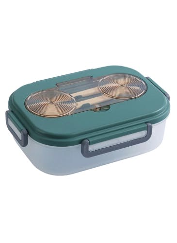 White lunch box with cutlery lid, 23.5*17.2*7.5