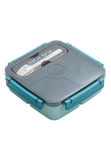 Square lunch box with cutlery lid, 21*21*6.2