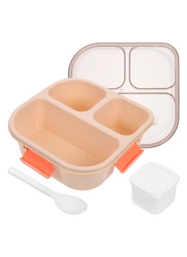 Beige square lunch box with transparent lid, 20*20*7.5