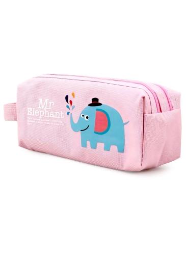 Kids' pink pencil case with zipper