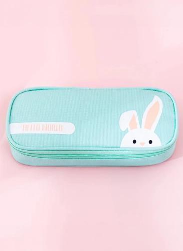 Kids' mint zipper pencil case with handle