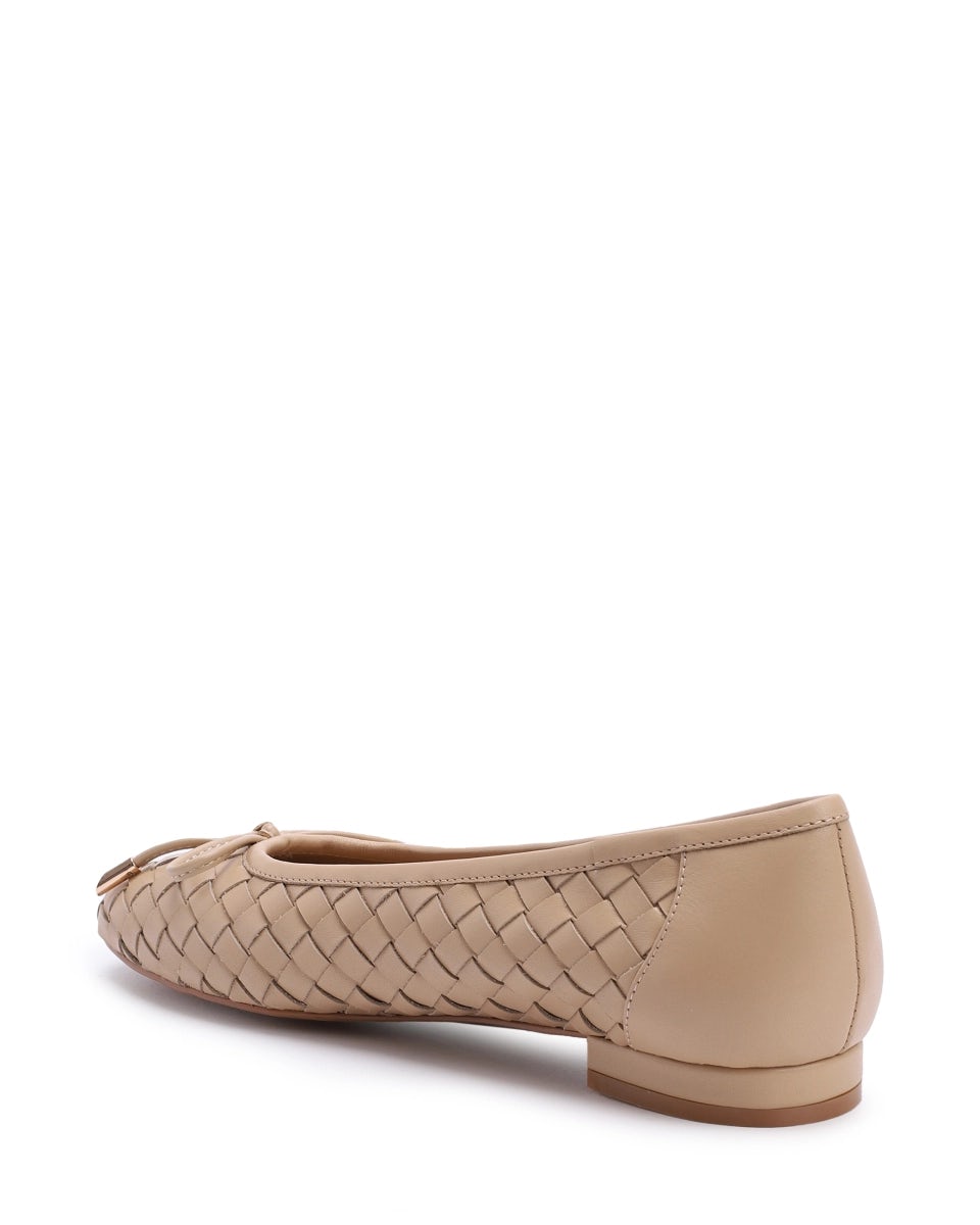 Leather woven ballet flats
