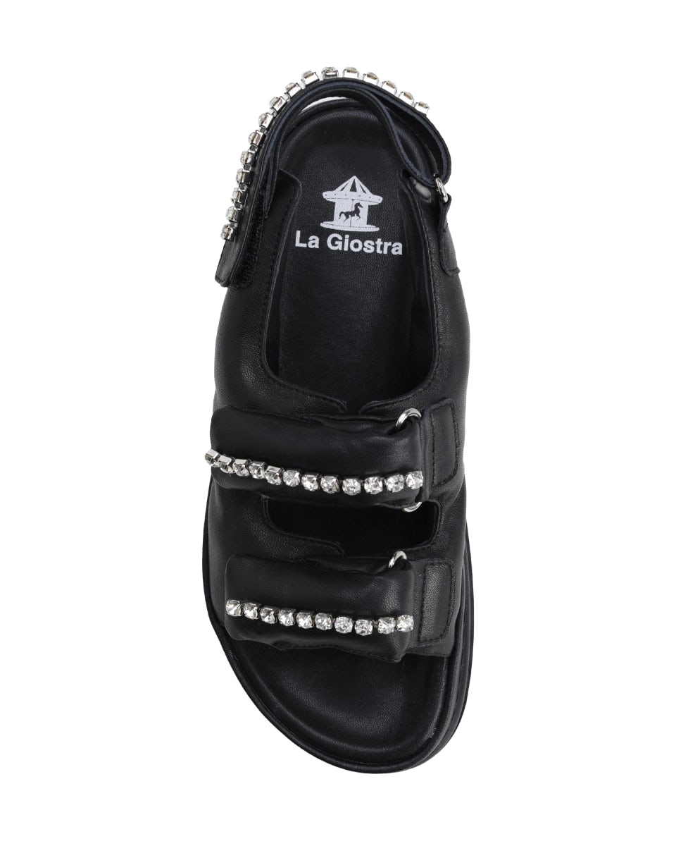 Crystal-embellished leather sandals