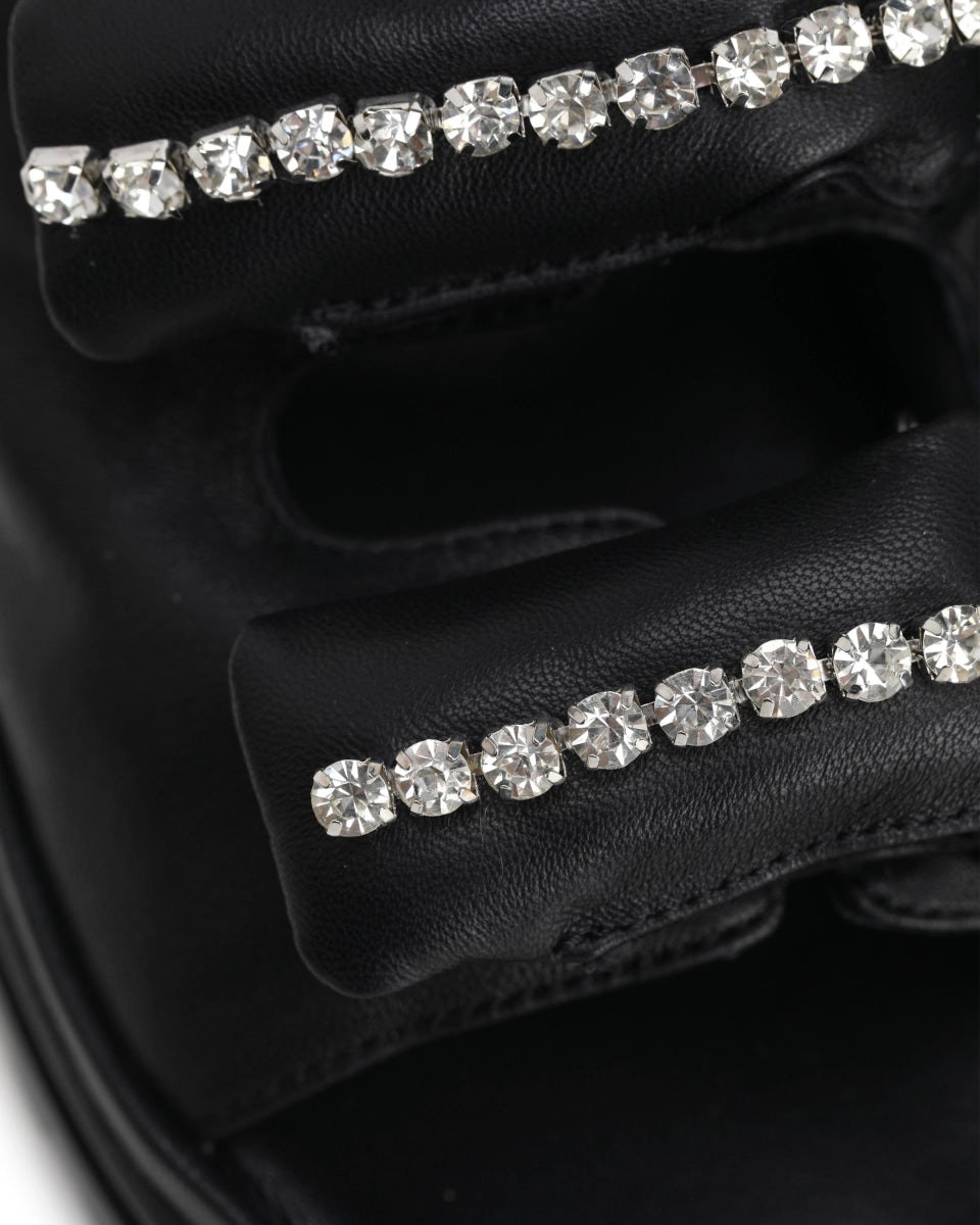 Crystal-embellished leather sandals
