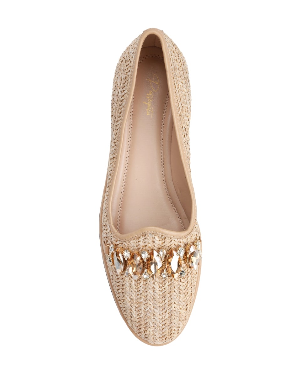 Woven ballet flats with a crystals