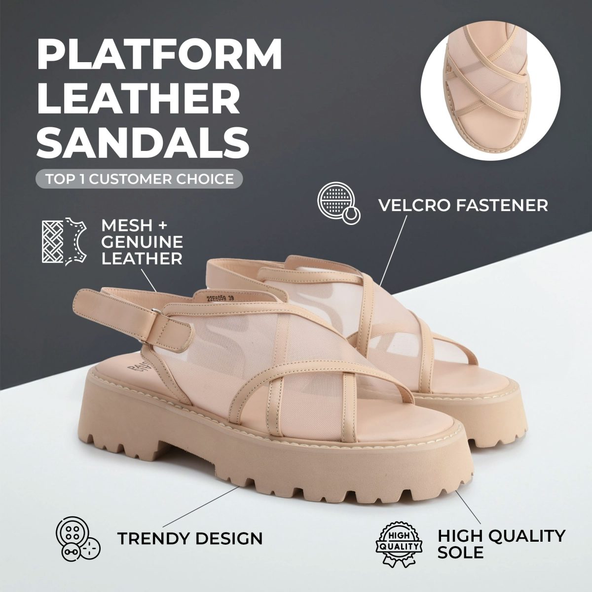 Platform leather sandals