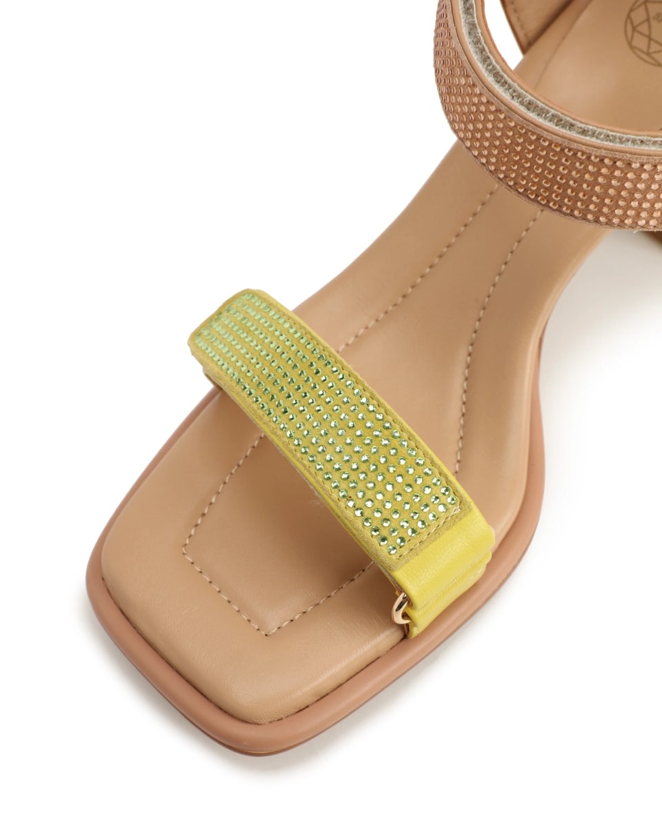 Sandals with rhinestone-embellished velcro straps