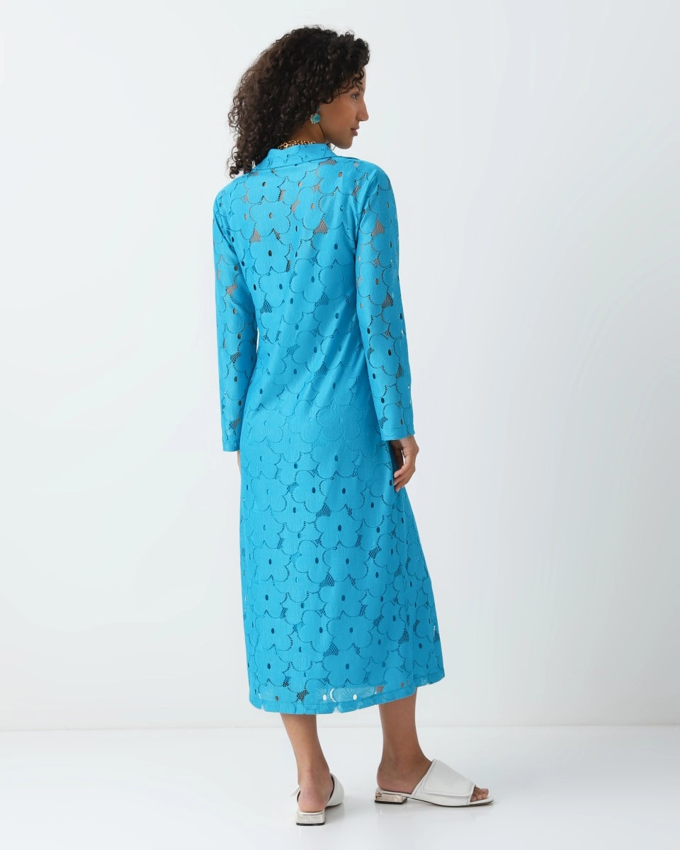 Floral lace midi dress with long sleeves