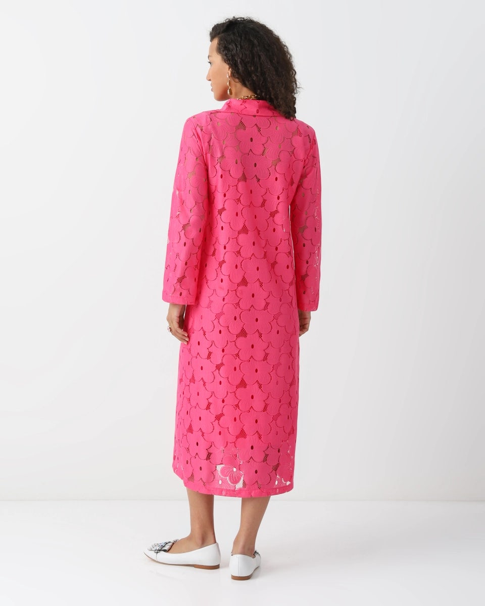 Floral lace midi dress with long sleeves