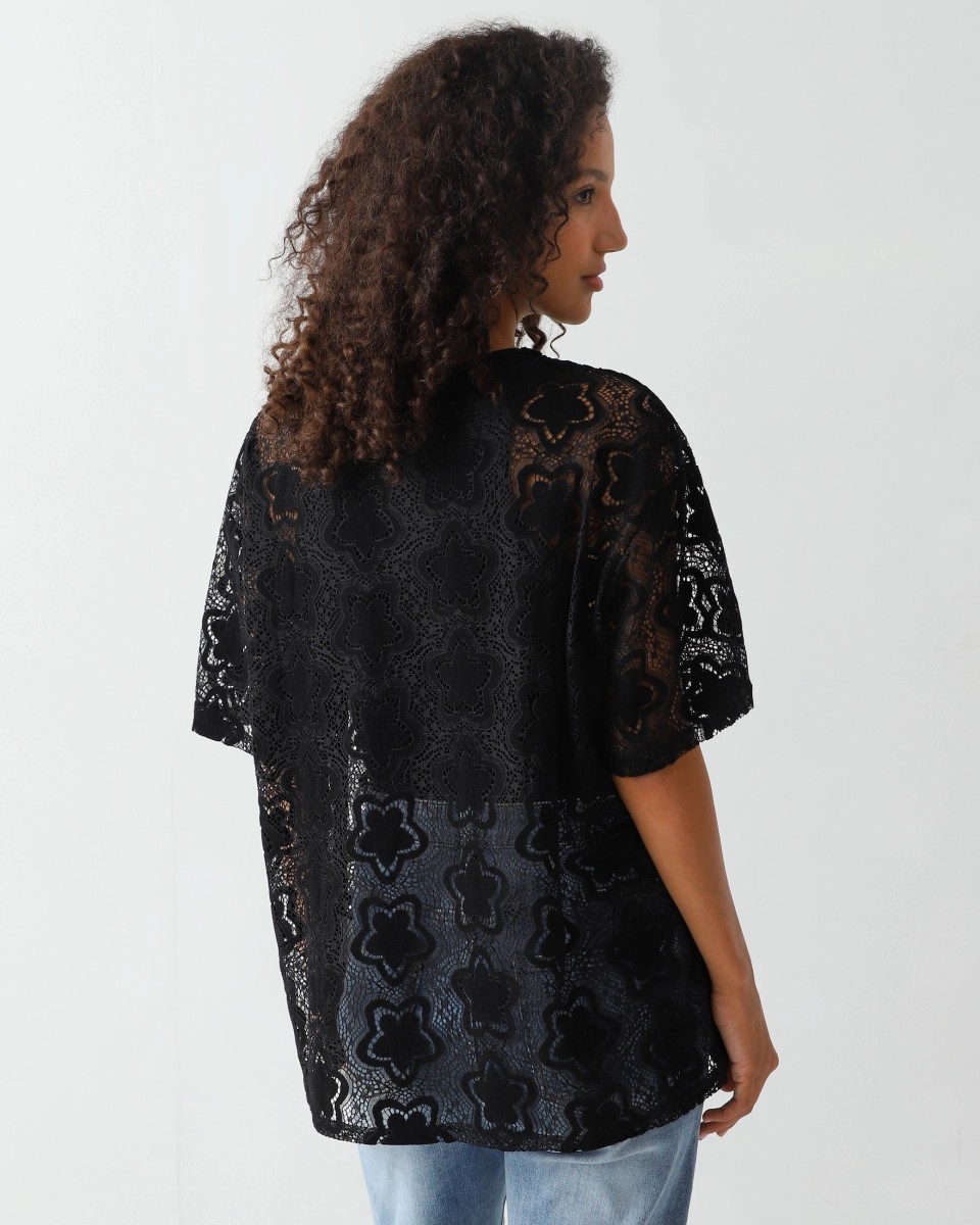 Stylish lace blouse with a floral pattern