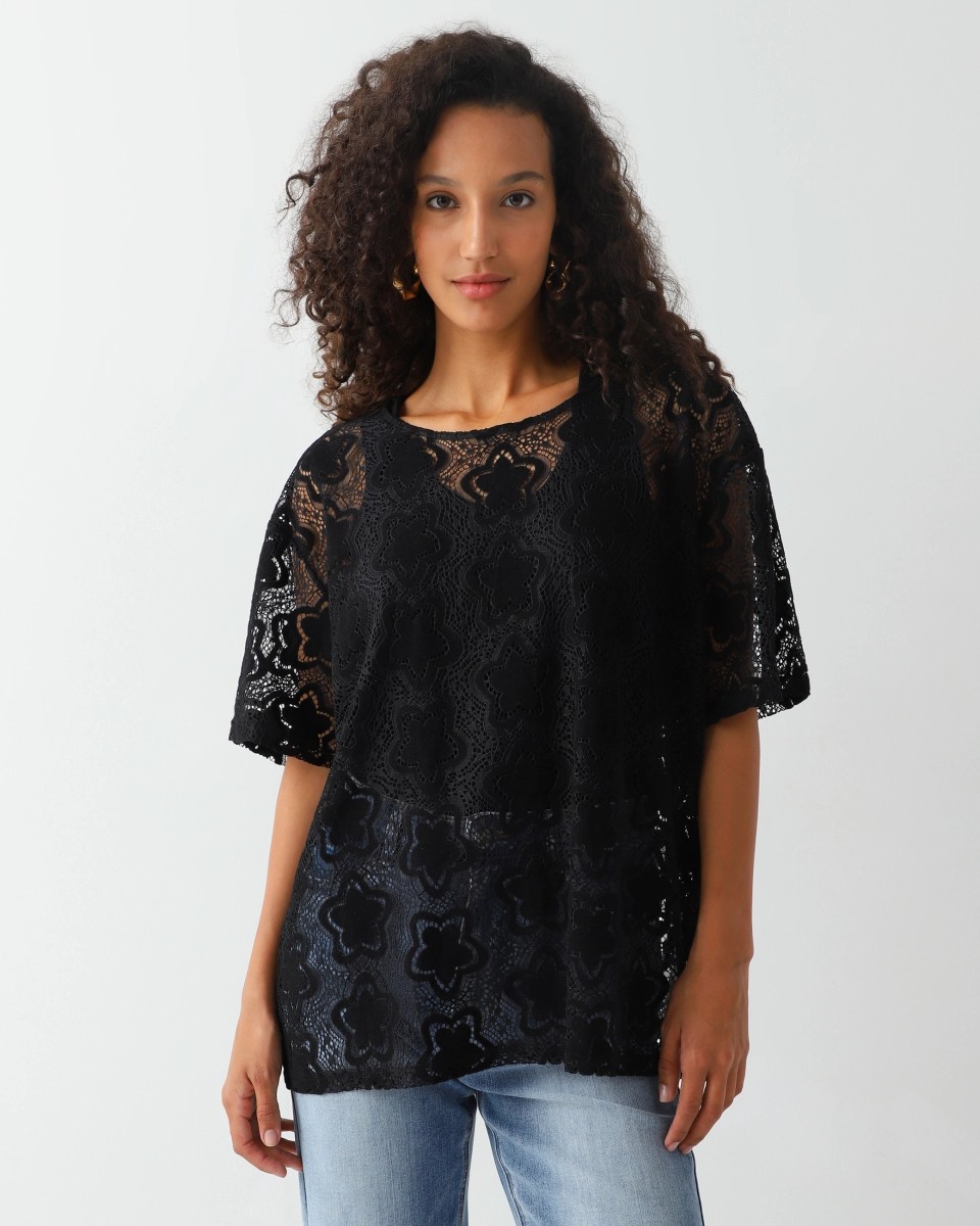 Stylish lace blouse with a floral pattern