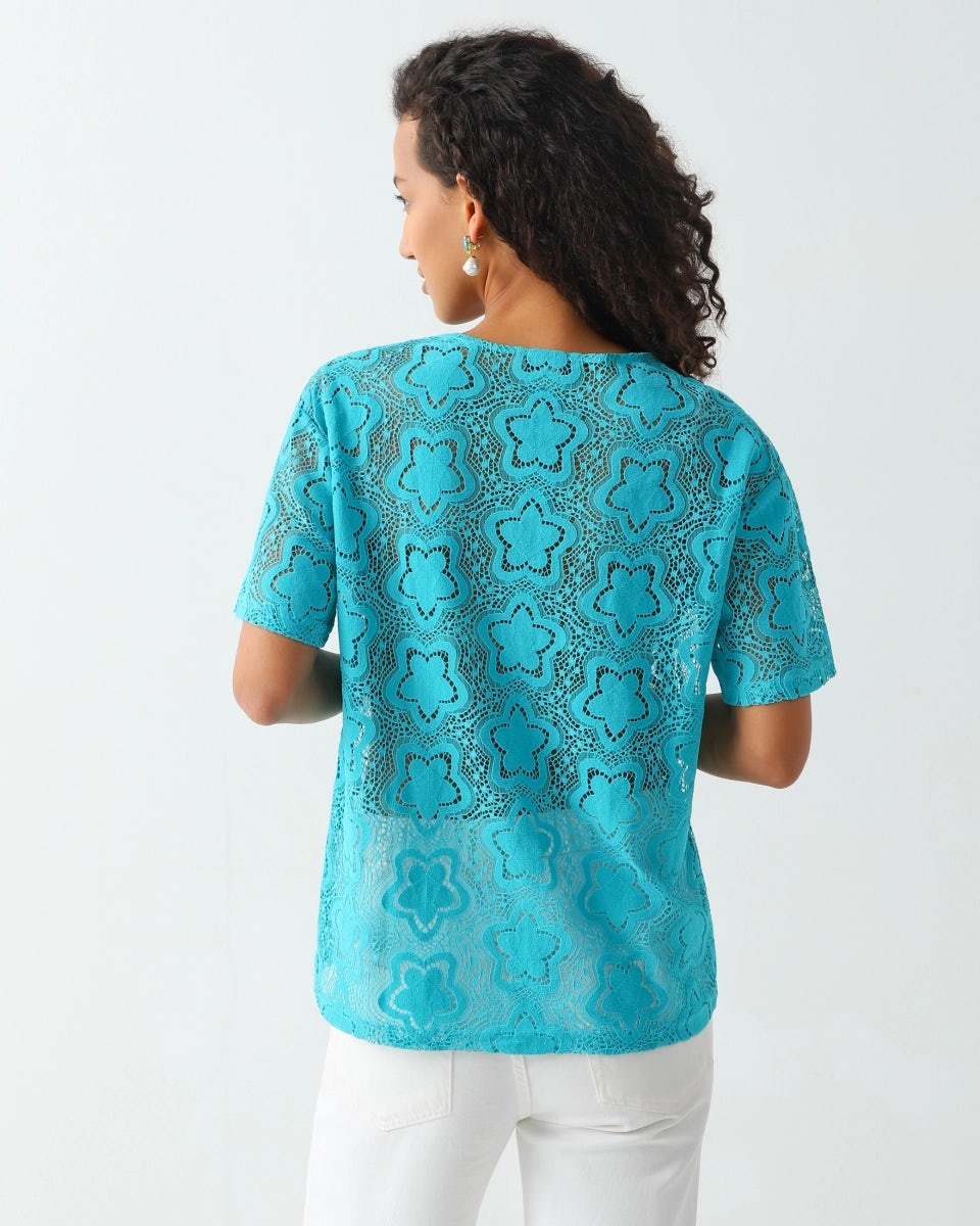 Stylish lace blouse with a floral pattern