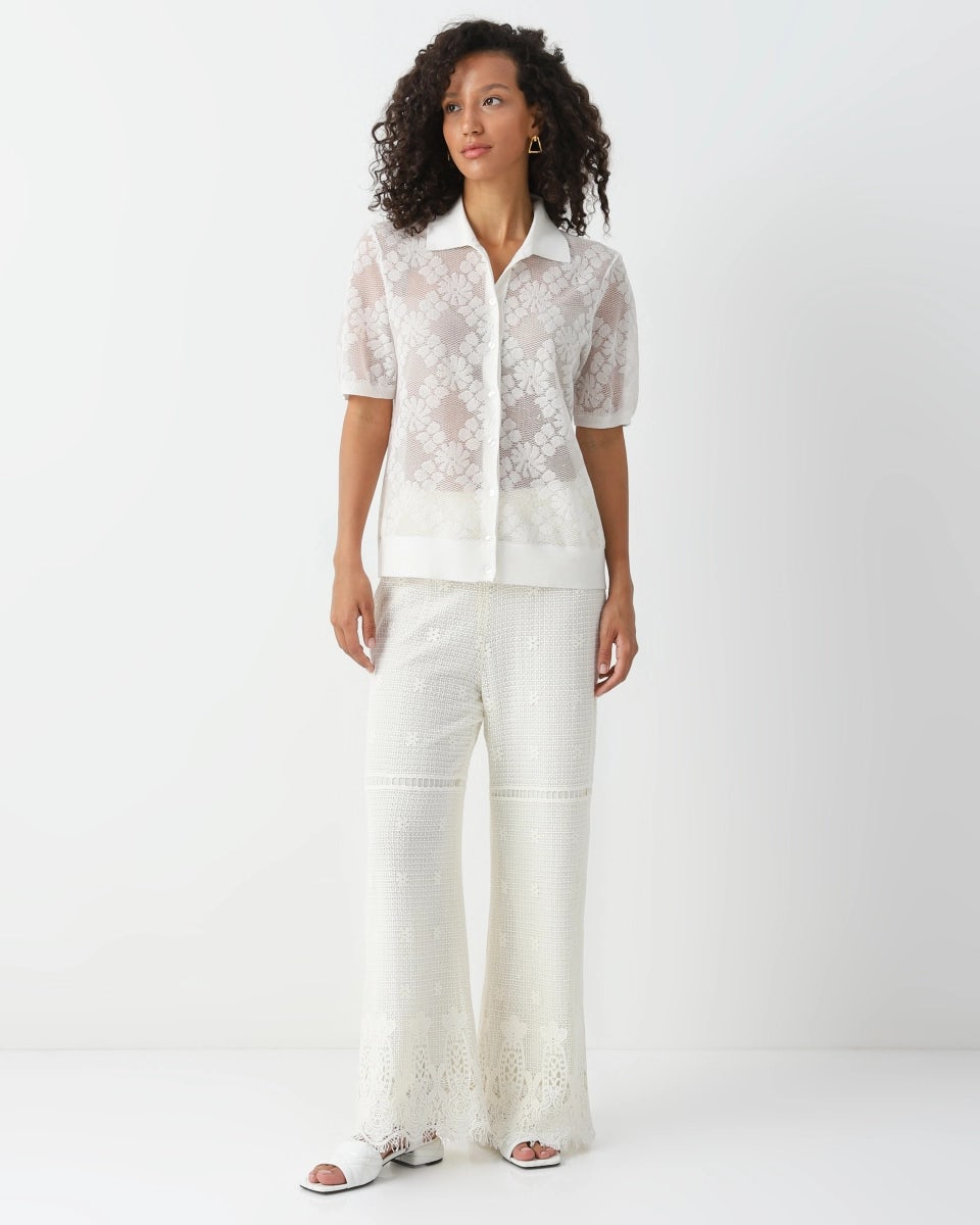 Cropped lace trousers