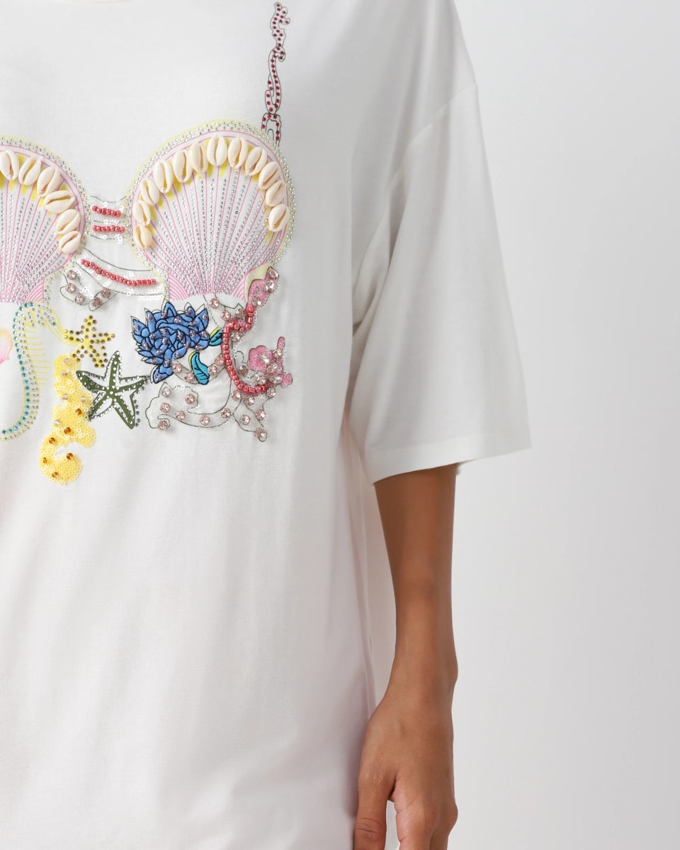 Crystal-embellished loose-fit t-shirt
