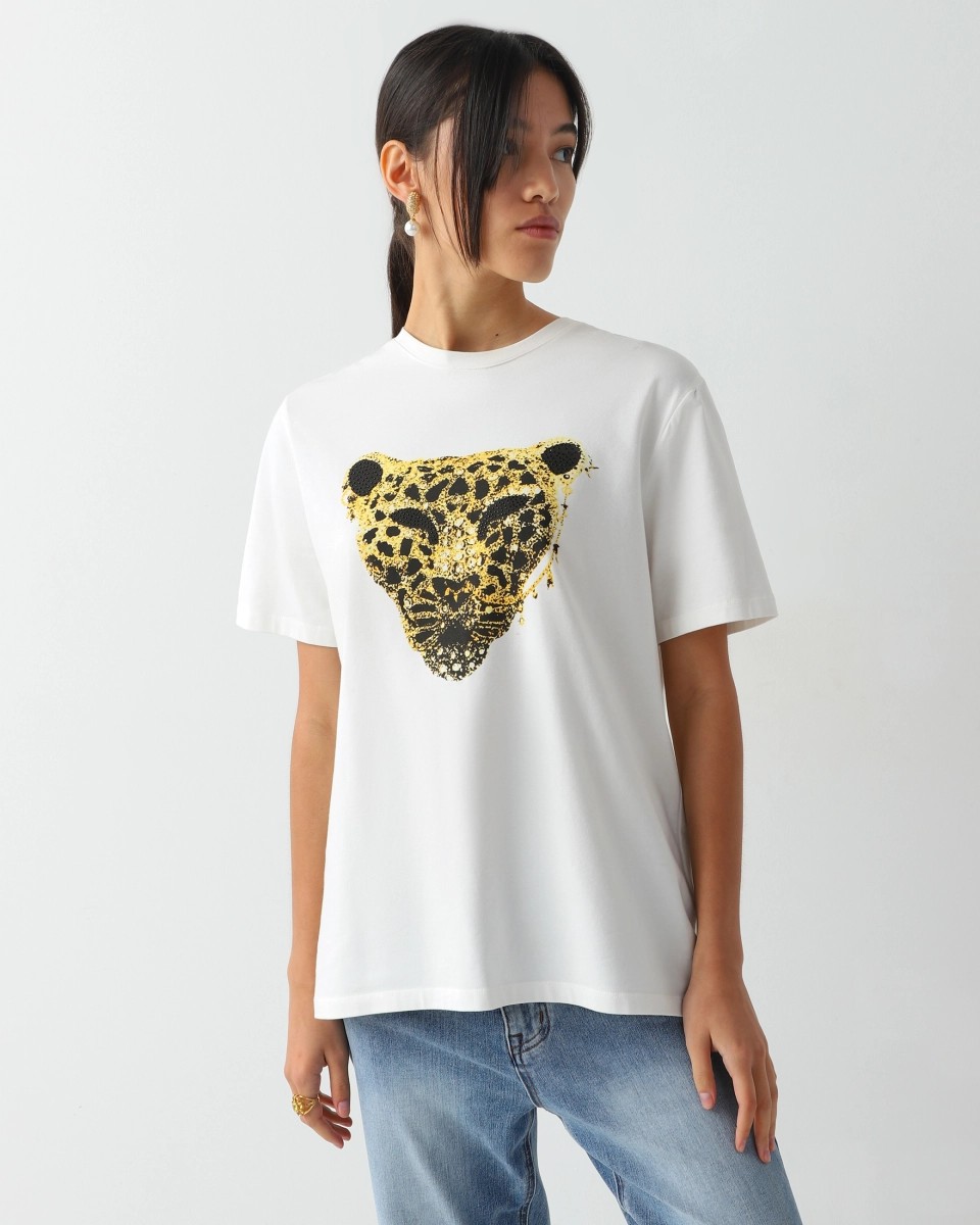 Tiger print round neck t-shirt