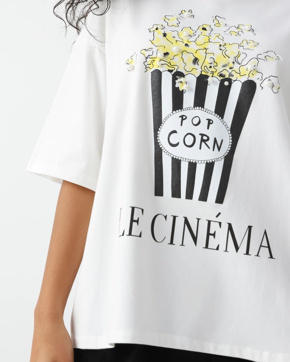 Loose-fit t-shirt with a popcorn print