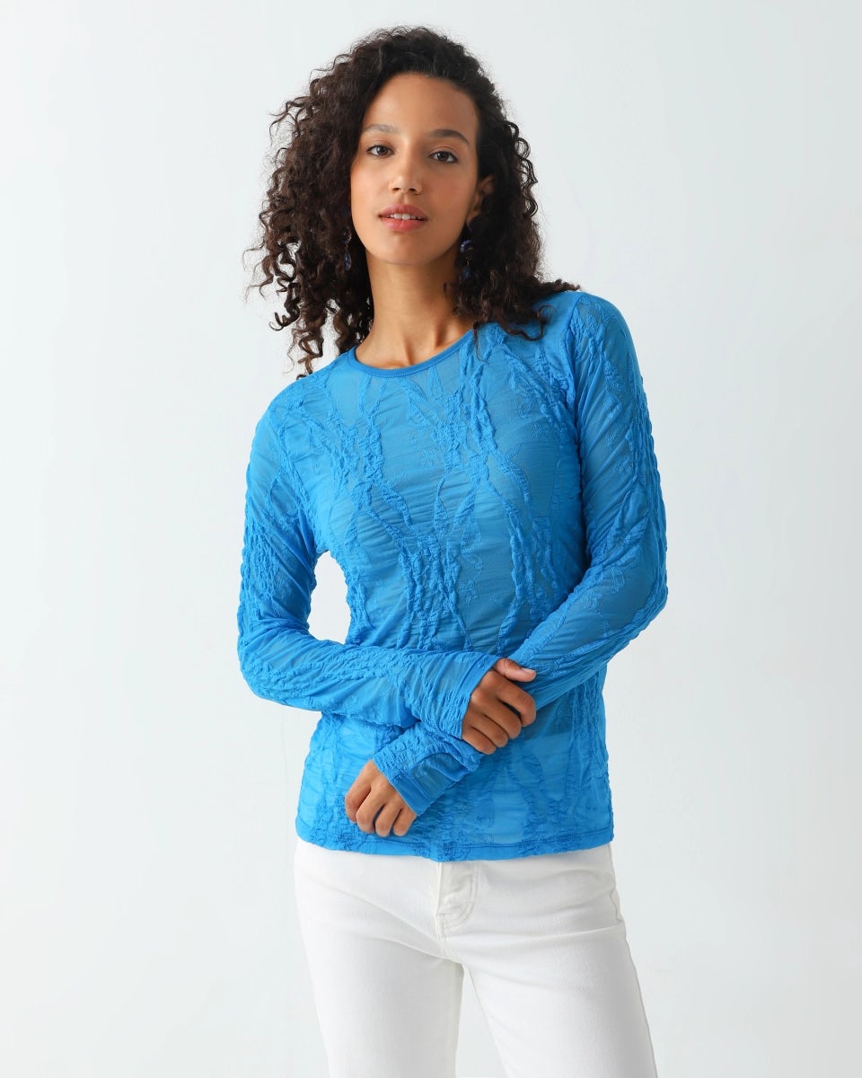 Long-sleeve with a crushed fabric effect