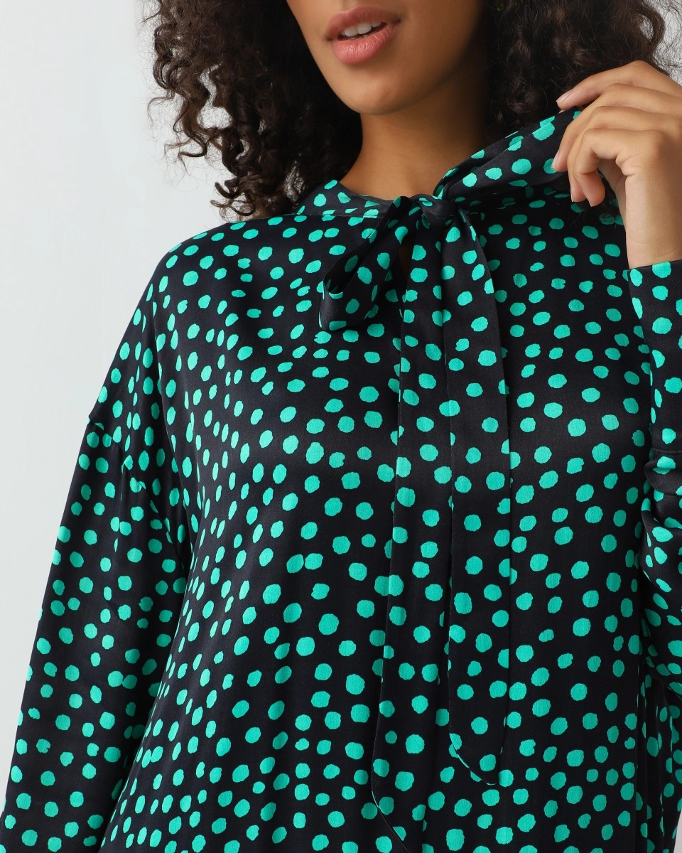 Polka dot loose-fit viscose dress