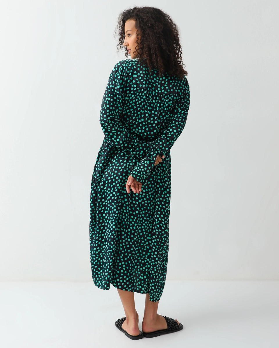 Polka dot loose-fit viscose dress