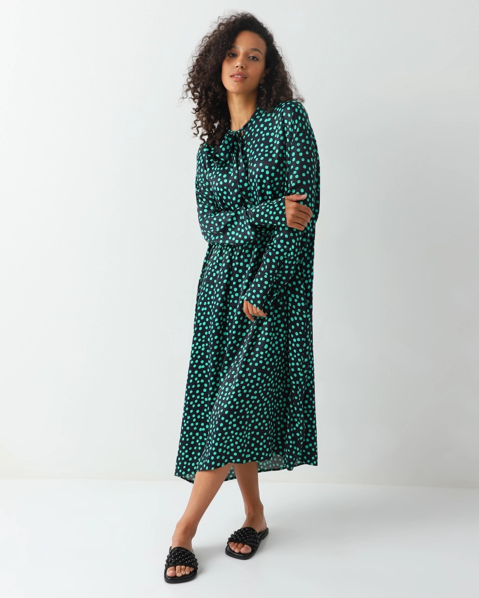 Polka dot loose-fit viscose dress