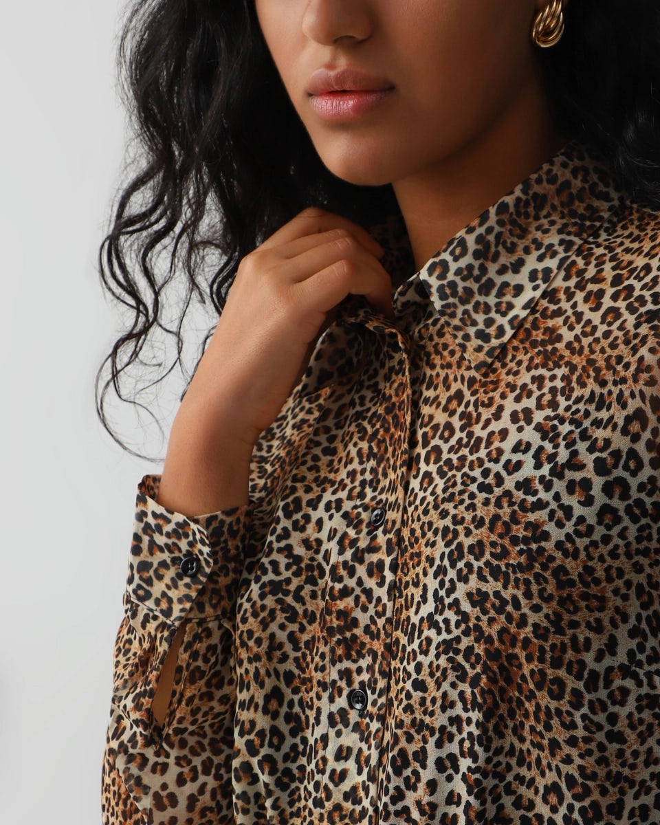 Leopard print chiffon dress