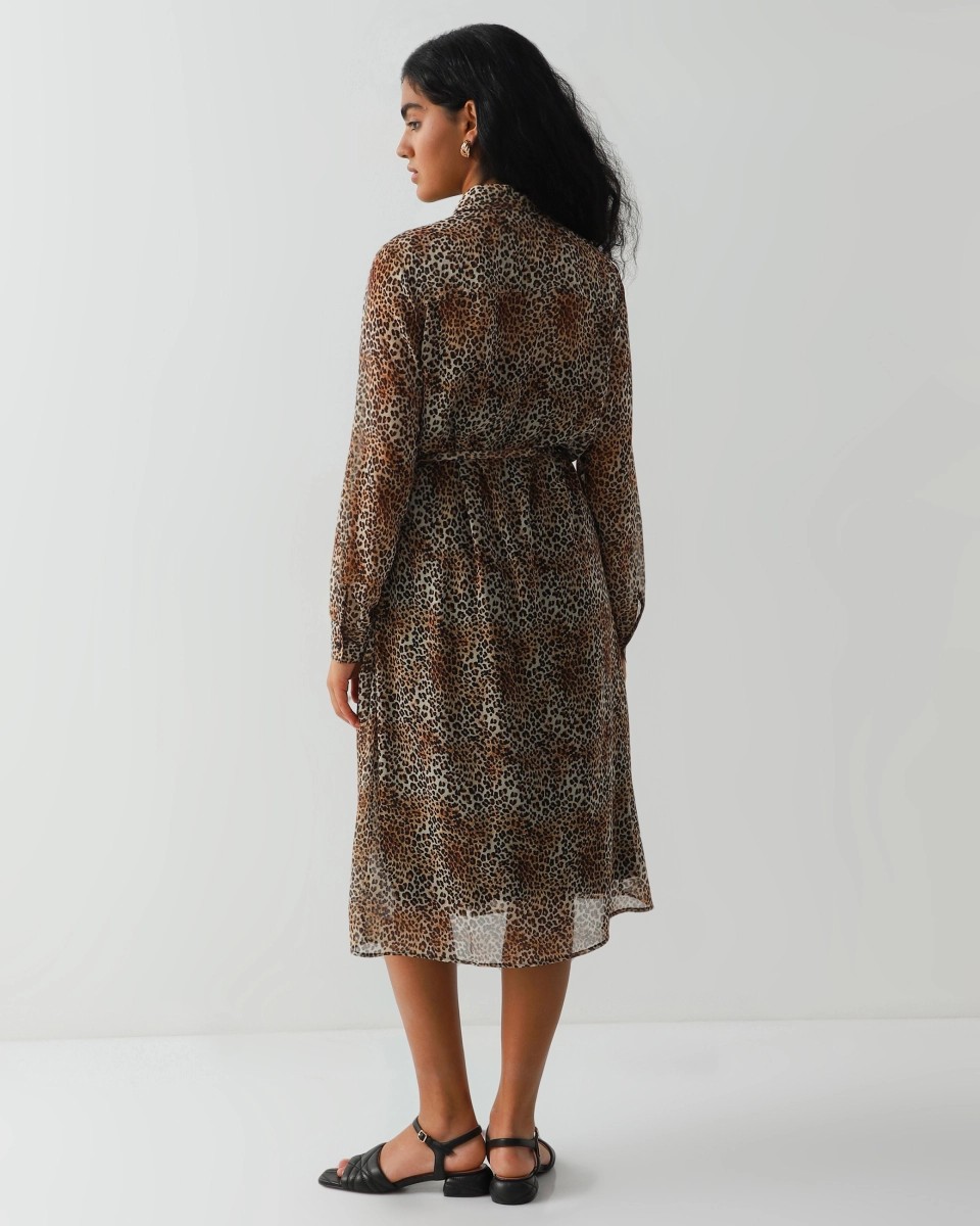 Leopard print chiffon dress