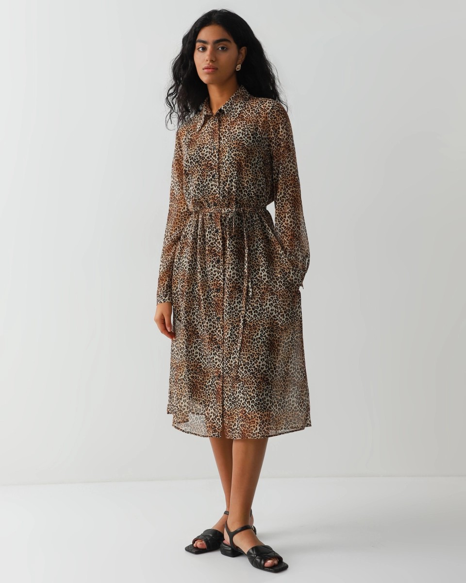 Leopard print chiffon dress