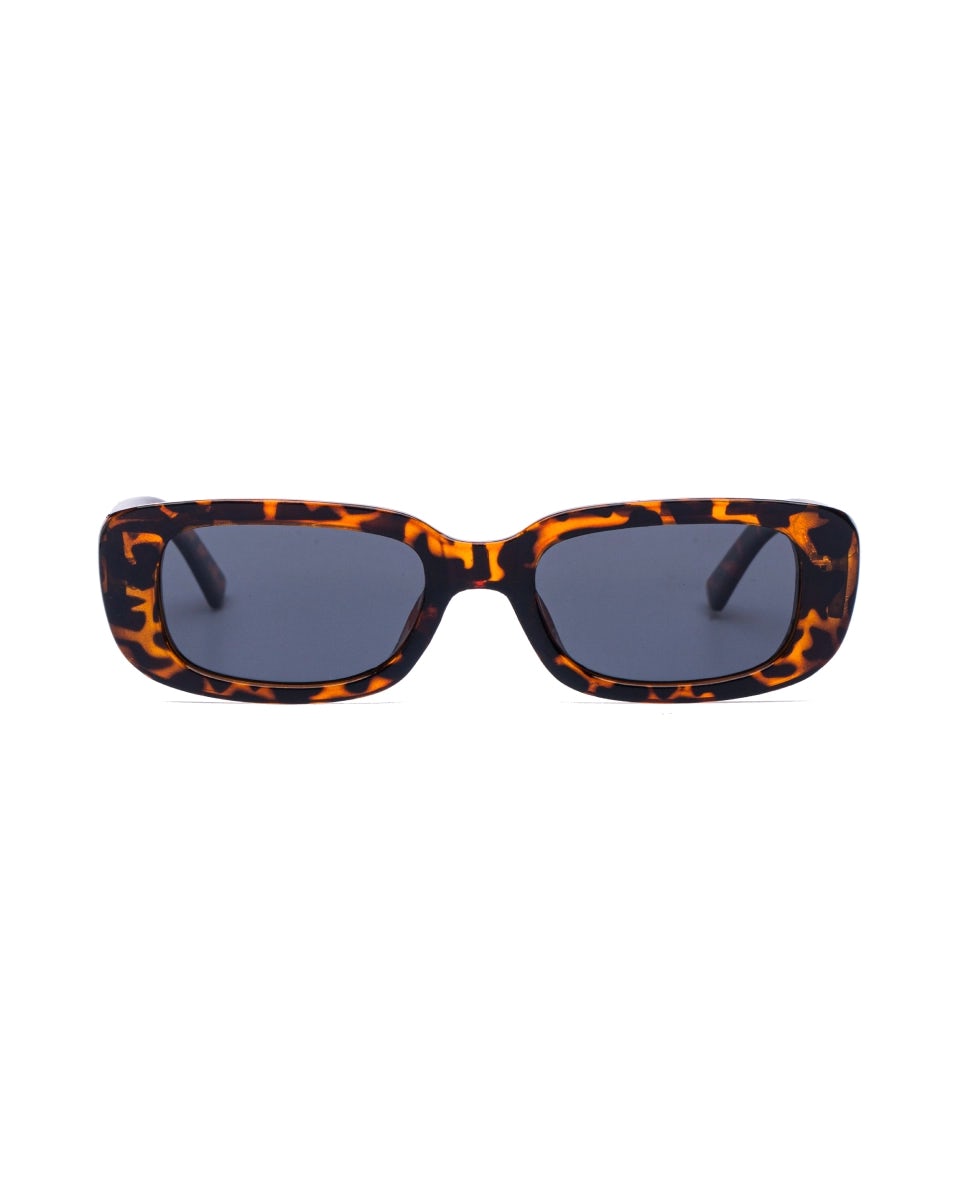Polarized tortoiseshell square-frame unisex sunglasses